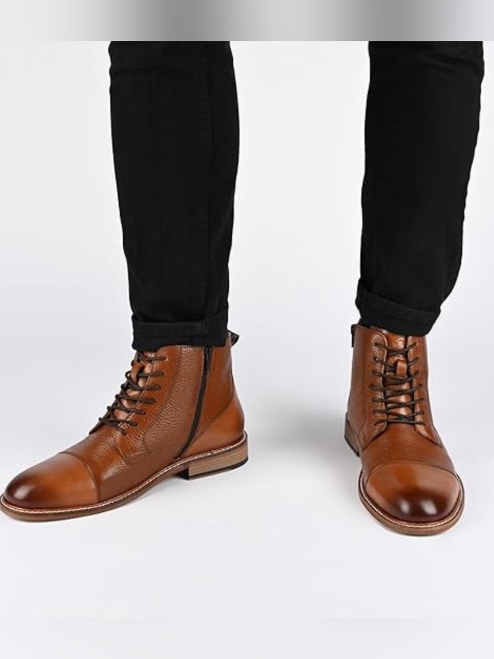 Thomas and Vine Jagger Cap Toe Ankle Boots In Cognac Leather Men’s Size 9M New